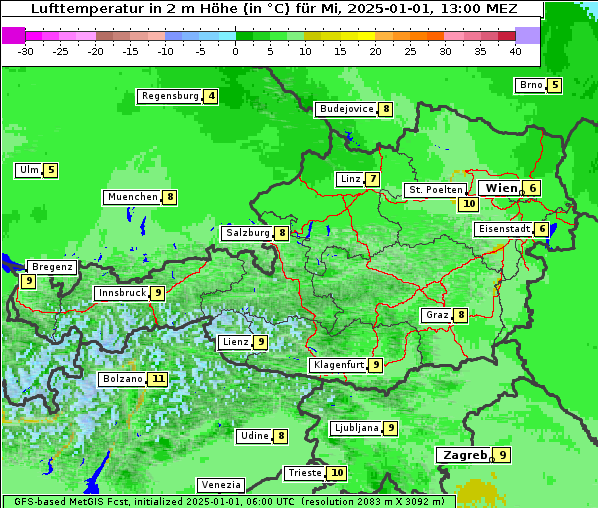 Temperatur, 1. 1. 2025