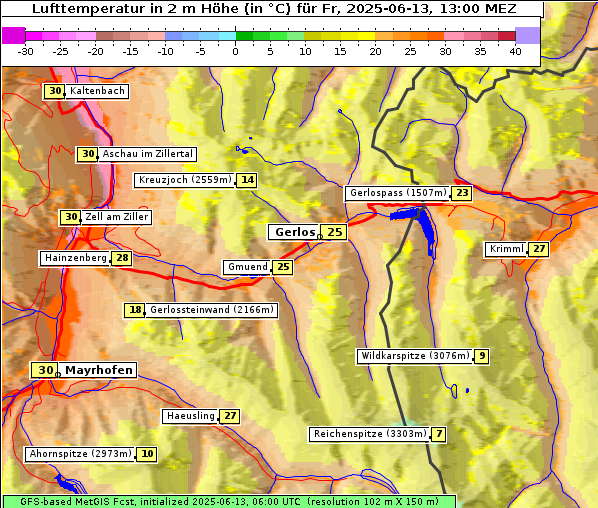 Temperatur, 13. 6. 2025