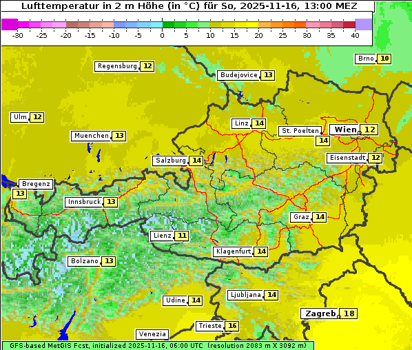 Temperatur, 16. 11. 2025