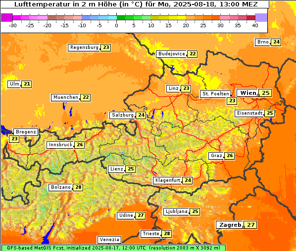 Temperatur, 18. 8. 2025