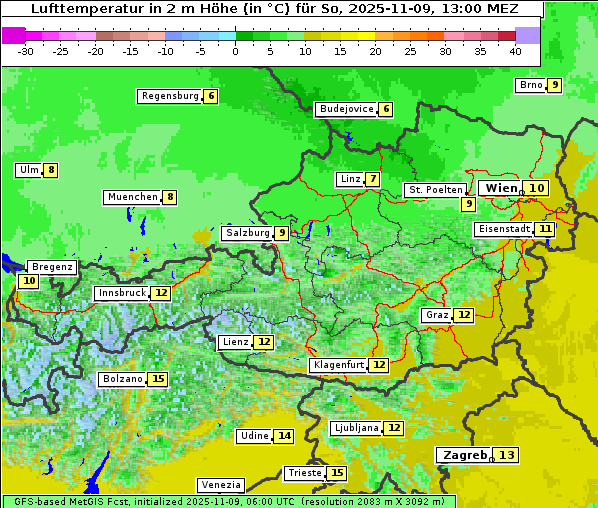Temperatur, 9. 11. 2025