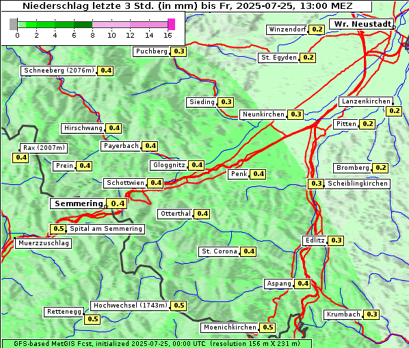 Niederschlag, 25. 7. 2025