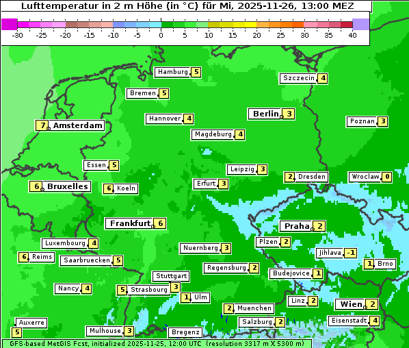 Temperatur, 26. 11. 2025