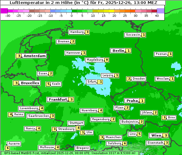 Temperatur, 26. 12. 2025