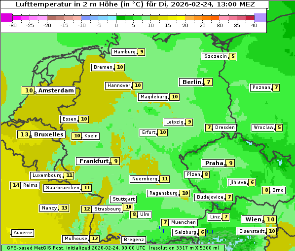 Temperatur, 24. 2. 2026