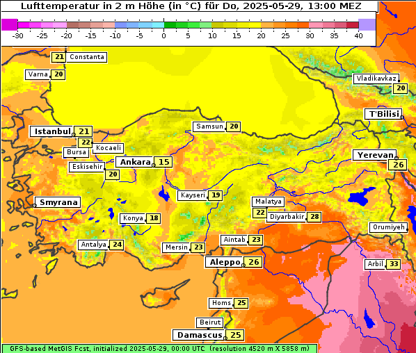 Temperatur, 29. 5. 2025