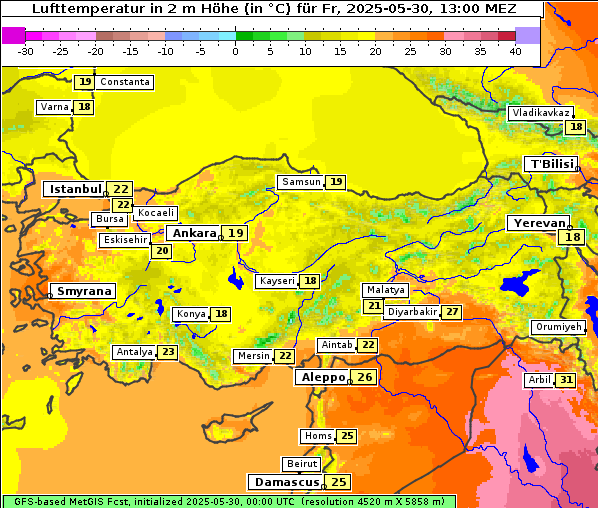 Temperatur, 30. 5. 2025