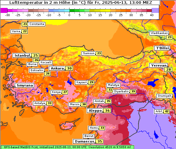Temperatur, 13. 6. 2025