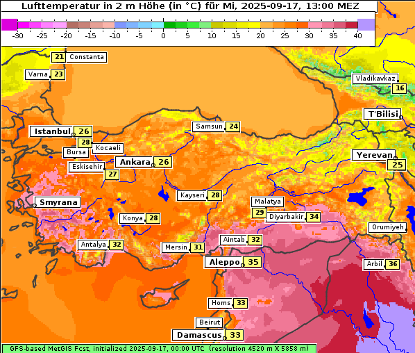 Temperatur, 17. 9. 2025