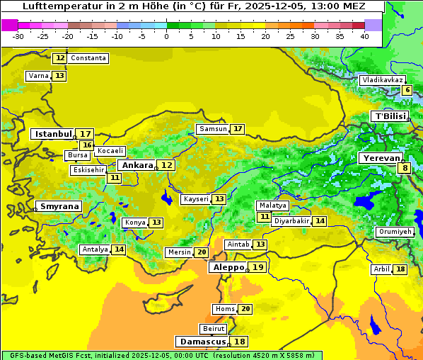 Temperatur, 5. 12. 2025