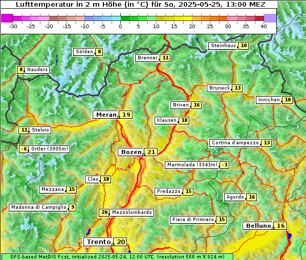 Temperatur, 25. 5. 2025