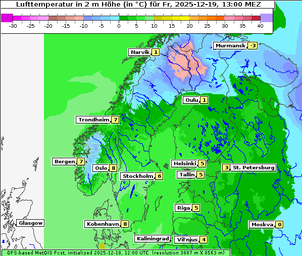 Temperatur, 19. 12. 2025