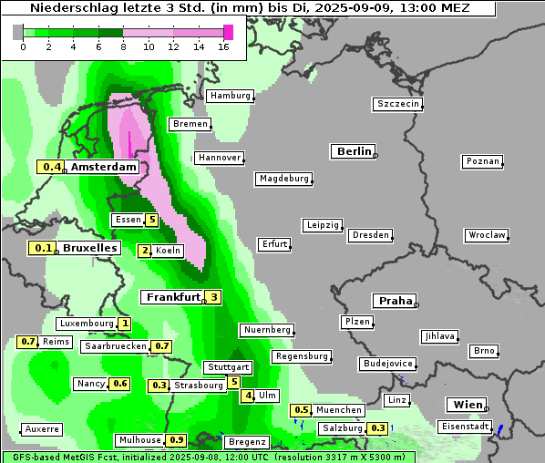 Niederschlag, 9. 9. 2025
