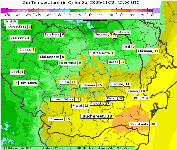 Temperatur, 22. 11. 2025