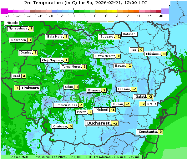 Temperatur, 21. 2. 2026