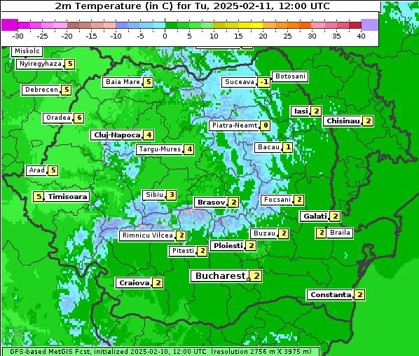 Temperatur, 11. 2. 2025