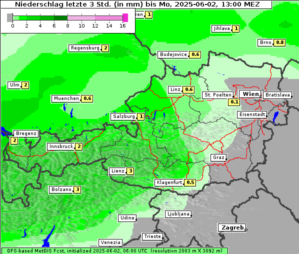 Niederschlag, 2. 6. 2025