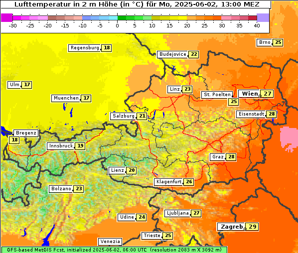 Temperatur, 2. 6. 2025
