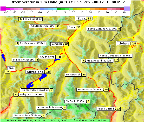 Temperatur, 17. 8. 2025