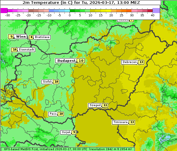 Temperatur, 17. 3. 2026