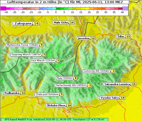 Temperatur, 11. 6. 2025