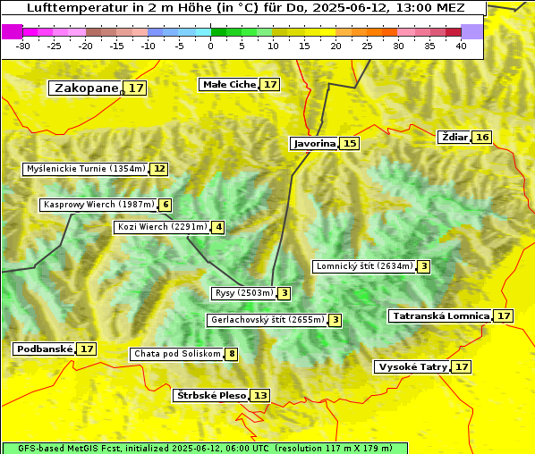Temperatur, 12. 6. 2025