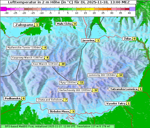 Temperatur, 18. 11. 2025
