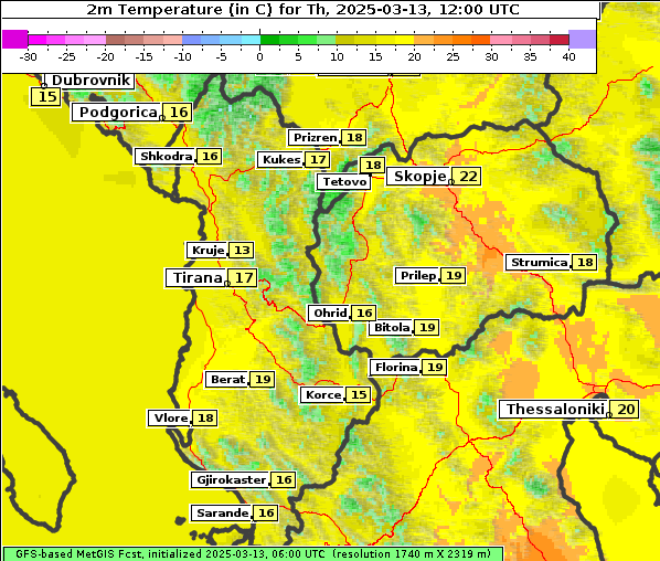 Temperatur, 13. 3. 2025