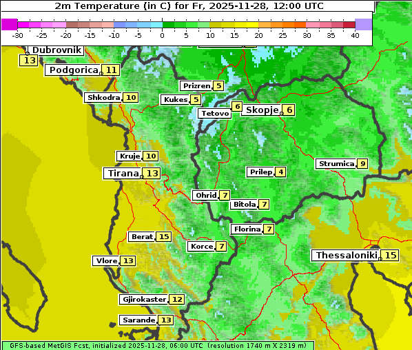 Temperatur, 28. 11. 2025