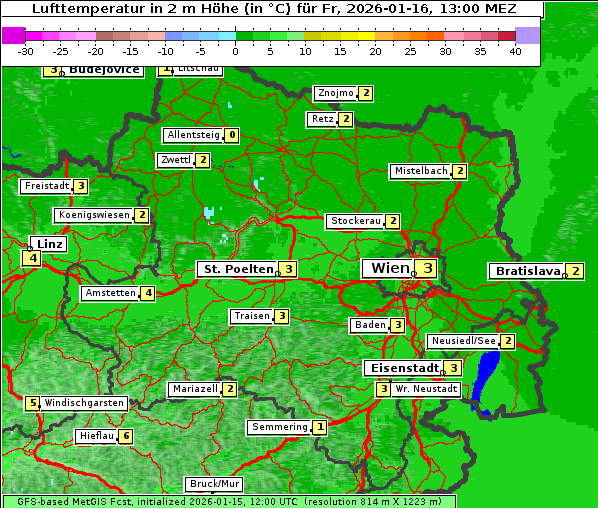 Temperatur, 16. 1. 2026