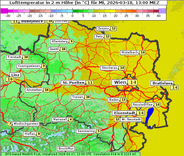 Temperatur, 18. 3. 2026