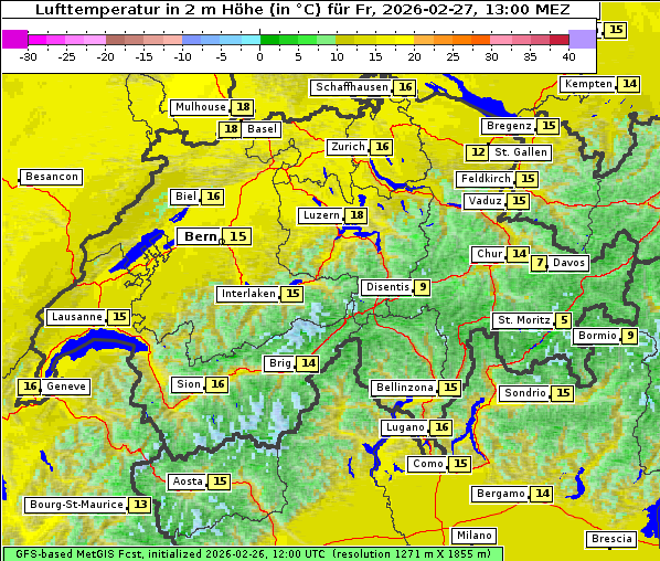 Temperatur, 27. 2. 2026