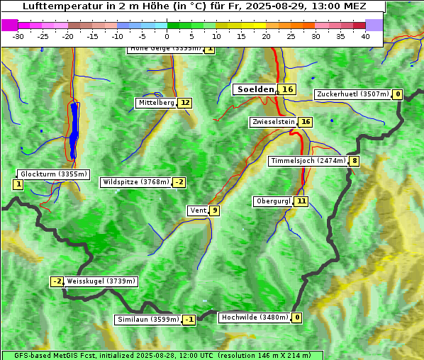 Temperatur, 29. 8. 2025