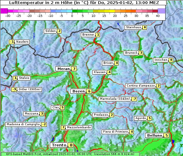 Temperatur, 2. 1. 2025