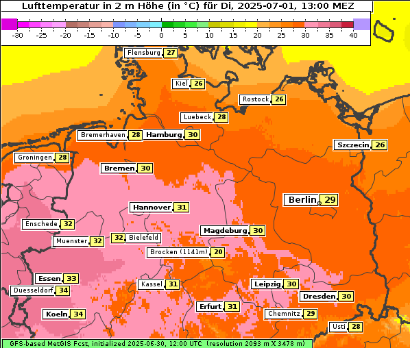 Temperatur, 1. 7. 2025
