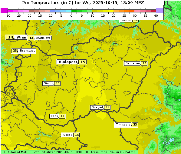 Temperatur, 15. 10. 2025