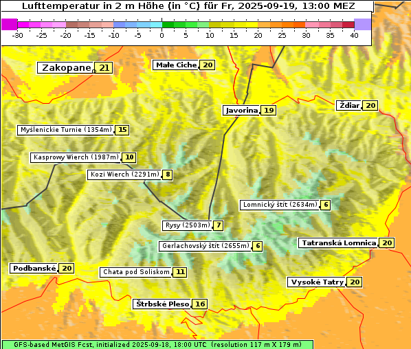 Temperatur, 19. 9. 2025