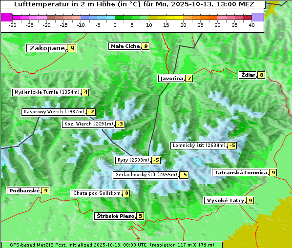 Temperatur, 13. 10. 2025