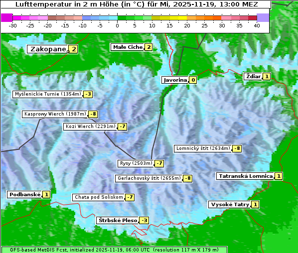 Temperatur, 19. 11. 2025