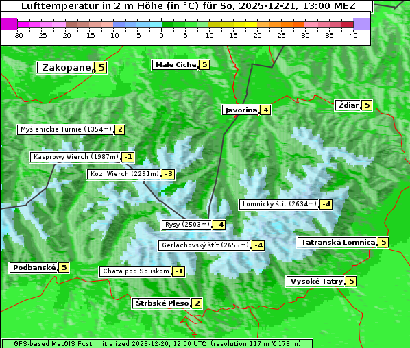 Temperatur, 21. 12. 2025
