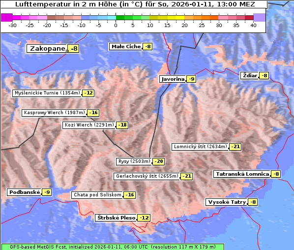 Temperatur, 11. 1. 2026