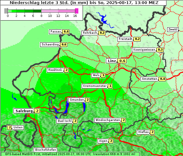 Niederschlag, 17. 8. 2025
