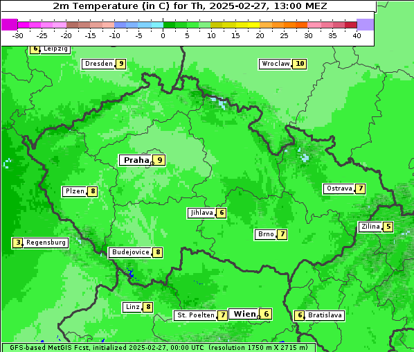 Temperatur, 27. 2. 2025