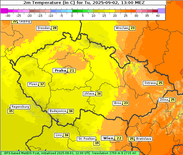 Temperatur, 2. 9. 2025