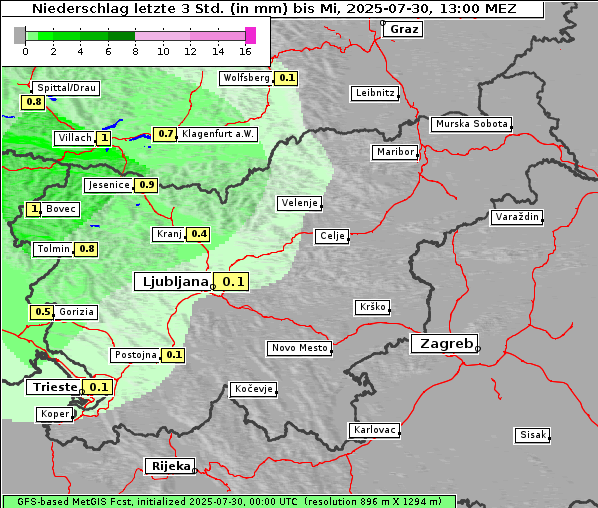 Niederschlag, 30. 7. 2025