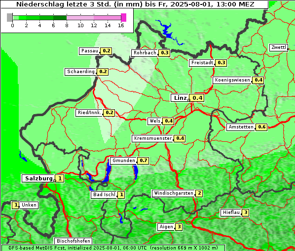 Niederschlag, 1. 8. 2025