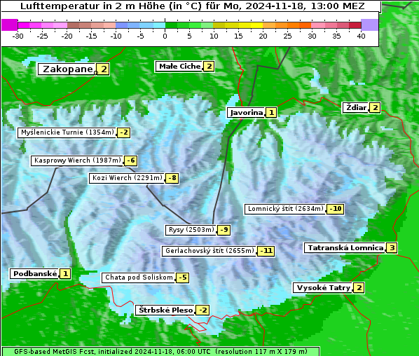 Temperatur, 18. 11. 2024