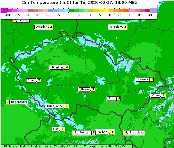 Temperatur, 17. 2. 2026