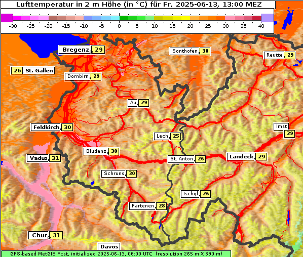 Temperatur, 13. 6. 2025