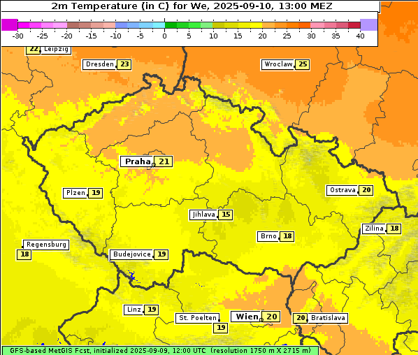 Temperatur, 10. 9. 2025